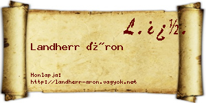 Landherr Áron névjegykártya